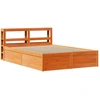 Image de vidaXL Lit en bois massif avec tête de lit brun cireux 135x190 cm pin