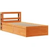 Image de vidaXL Lit en bois massif avec tête de lit brun cireux 75x190 cm pin