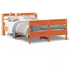 Image de vidaXL Lit en bois massif, sans matelas, en pin brun ciré 160x200