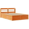 Image de vidaXL Lit en bois massif avec tête de lit brun cireux 135x190 cm pin