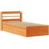 Image de vidaXL Lit en bois massif avec tête de lit brun cireux 75x190 cm pin