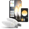 Image de Philips Hue Led Lot De 2 Ampoules Flamme E14 Dépolie Lumière Blanche Chaude À Froide - White Ambiance