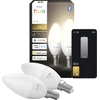 Image de Philips Hue Led Lot De 2 Ampoules Flamme E14 Dépolie Lumière Blanche Chaude - White