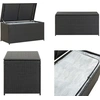 Image de vidaXL Coffre de jardin Poly Rattan 100x50x50 cm Noir - Coffre de rangement extérieur - Coffres de rangement extérieur - Caisses de rangement