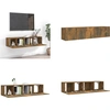 Image de vidaXL 2 pcs. Set d'armoire TV chêne fumé bois composite - Set d'armoire TV - Ensemble d'armoires TV - Armoire TV - Armoire murale TV