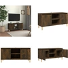 Image de vidaXL Armoire TV avec pieds en bois massif chêne fumé 103,5x35x50 cm - Armoire TV - Armoires TV - Armoire stéréo - Support TV