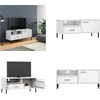 Image de vidaXL Armoire TV OSLO avec pieds métalliques Blanc Pin massif - Armoire TV - Meubles TV - Supports TV