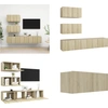 Image de vidaXL 4 pcs. Armoire TV Sonoma chêne bois composite - Ensemble d'armoires TV - Ensembles d'armoires TV - Ensembles d'armoires TV suspendues