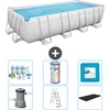 Image de Bestway Piscine rectangulaire Power Steel - 488 x 244 x 122 - Gris, avec pompe - échelle - kit d'entretien de la couverture - filtre - carrelage de fond