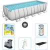 Image de Bestway Piscine rectangulaire Power Steel - 640 x 274 x 132 - Gris - pompe - échelle - couverture kit d'entretien - filtre inclus