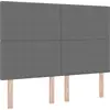 Image de Tête de lit LED vidaXL avec bandes lumineuses LED Gris clair 144 cm Tissu velours côtelé
