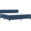 Image de vidaXL Lit boxspring avec tête de lit bleu 200 x 200 cm Tissu