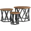 Image de vidaXL Ensemble de 3 tables d'appoint emboîtables en bois ancien, bois d'ingénieur et acier