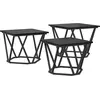 Image de vidaXL Table basse, lot de 3, noir, aspect chêne, bois et acier