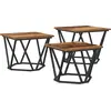 Image de vidaXL Table basse, lot de 3, bois recyclé, style industriel, bois et acier