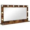 Image de Miroir de salle de bain vidaXL, finition chêne fumé, 100 x 55 x 18 cm, forme rectangulaire