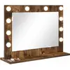 Image de vidaXL Miroir de salle de bain, finition chêne fumé, 60 x 45 x 18 cm, forme rectangulaire