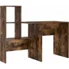 Image de Bureau avec étagère vidaXL, chêne fumé, 131,5 x 50 x 106,5 cm