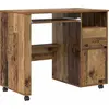 Image de vidaXL Table avec roues Avec roue Vieux bois 91 x 50 x 77 cm Bois composite