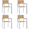 Image de vidaXL Ensemble de 4 chaises de jardin, marron, 56 x 54,5 x 87 cm, bois de teck massif