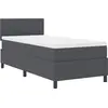Image de vidaXL LED Lit Boxspring gris foncé et blanc 80 x 200 cm Tissu velours côtelé