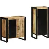Image de vidaXL Ensemble de meubles de salle de bain 2 pcs brun et noir bois massif mangue