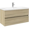 Image de vidaXL Ensemble de meubles de salle de bain 2 pièces céramique et bois composite