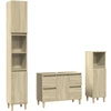 Image de vidaXL Ensemble de meubles de salle de bain 3 pièces en bois composite chêne Sonoma
