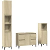 Image de vidaXL Ensemble de meubles de salle de bain 3 pièces en bois composite chêne Sonoma