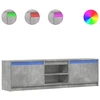 Image de vidaXL Armoire TV avec éclairage LED gris béton 180x34x50 cm