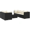 Image de vidaXL Ensemble salon de jardin 6 pièces avec coussins noir poly rotin