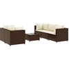 Image de vidaXL Ensemble salon de jardin 6 pièces avec coussins Marron Poly rotin