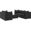 Image de vidaXL Ensemble salon de jardin 6 pièces avec coussins noir poly rotin