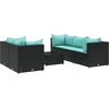 Image de vidaXL Ensemble salon de jardin 6 pièces avec coussins noir poly rotin
