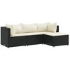 Image de vidaXL Ensemble salon de jardin 4 pièces avec coussins noir poly rotin