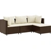 Image de vidaXL Ensemble de salon de jardin 4 pièces avec coussins Marron Poly Rattan