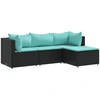 Image de vidaXL Ensemble salon de jardin 4 pièces avec coussins noir poly rotin