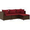 Image de vidaXL Ensemble de salon de jardin 4 pièces avec coussins Marron Poly Rattan