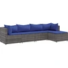 Image de vidaXL Ensemble de salon de jardin 5 pièces avec coussins Gris Poly rotin