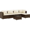 Image de vidaXL Ensemble salon de jardin 6 pièces avec coussins Marron Poly rotin