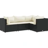 Image de vidaXL Ensemble salon de jardin 4 pièces avec coussins noir poly rotin