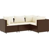 Image de vidaXL Ensemble de salon de jardin 4 pièces avec coussins Marron Poly Rattan