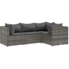 Image de vidaXL Ensemble salon de jardin 4 pièces avec coussins Gris Poly rotin