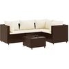 Image de vidaXL Ensemble de salon de jardin 5 pièces avec coussins Marron Poly Rattan