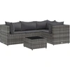 Image de vidaXL Ensemble de salon de jardin 5 pièces avec coussins Gris Poly rotin