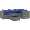 Image de vidaXL Ensemble de salon de jardin 5 pièces avec coussins Gris Poly rotin