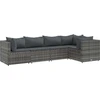 Image de vidaXL Ensemble de salon de jardin 5 pièces avec coussins Gris Poly rotin