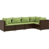 Image de vidaXL Ensemble de salon de jardin 5 pièces avec coussins Marron Poly Rattan