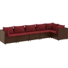 Image de vidaXL Ensemble salon de jardin 6 pièces avec coussins Marron Poly rotin