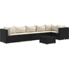 Image de vidaXL Ensemble salon de jardin 7 pièces avec coussins noir poly rotin